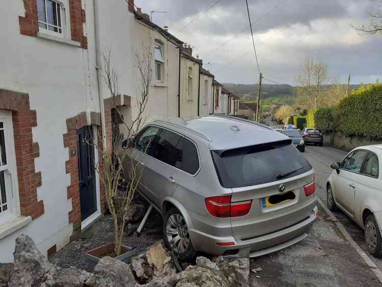 The crashed car this morning