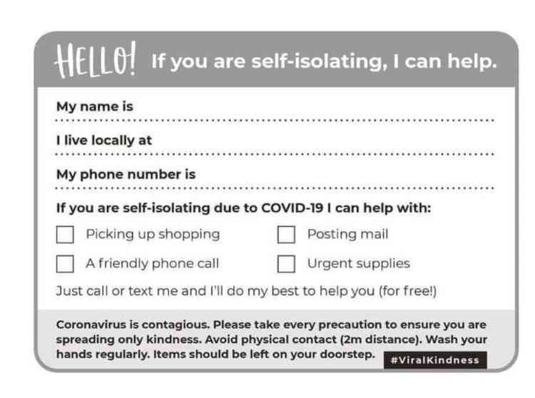 The card that will help the self isolating not feel alone