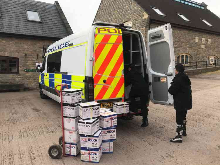 Equipment being loaded at Worthy Farm in Pilton (Photo: Avon and Somerset Police)