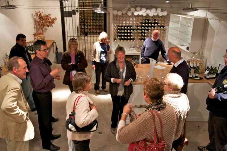 A wine tasting at Wraxall Vineyard before social distancing measures were introduced