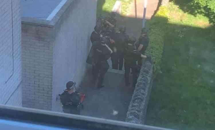 Firearms officers in Shepton Mallet this evening (Photo: Lucy Rigby)