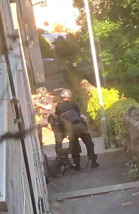 Firearms officers in Shepton Mallet this evening (Photo: Lucy Rigby)