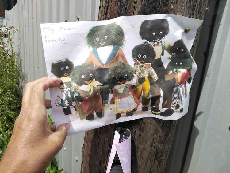 One of the golliwog posters in Pylle