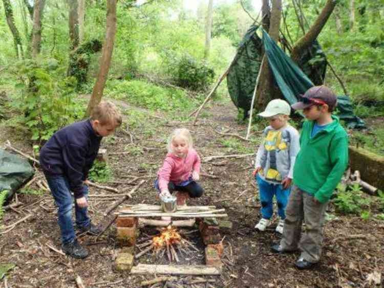 Children at the Holly and Hawthorn Forest School in Shepton Mallet