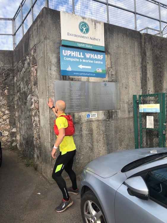 Tom Abrahams leaves Uphill at the start of the run