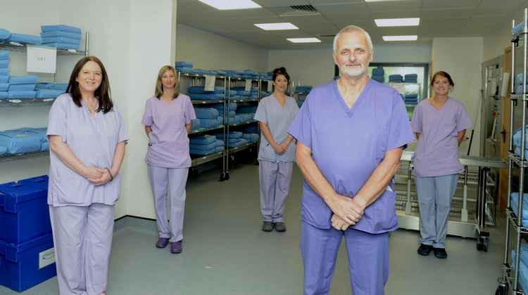 Jim Rawles, CSSD manager at Shepton Mallet NHS Treatment Centre, with (from left) Catherine Smy, Agnieszka Knapinska, Lauren Webb and Jemma Stedham