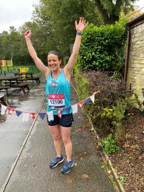 Cobi Snelson at her marathon finish in Collett Park