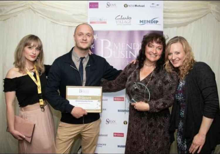Sue Ayton (second right) enjoying success at the Mendip Business Awards