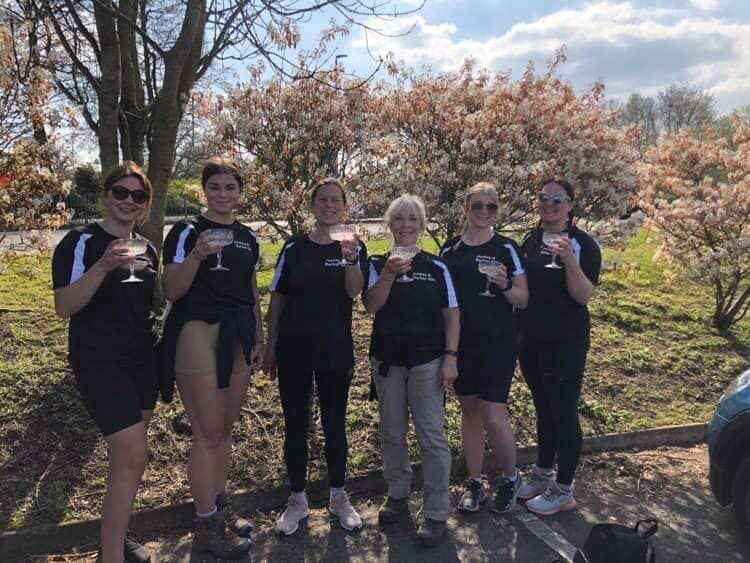 Enjoying a drink after completing the walk