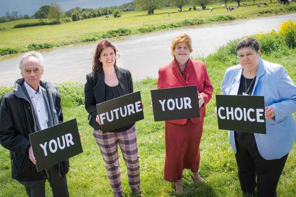 From left, Cllr Duncan McGinty, leader of Sedgemoor District Council; Cllr Federica Smith-Roberts, leader of Somerset West and Taunton Council; Cllr Ros Wyke, leader of Mendip District Council; Cllr Val Keitch, leader of South Somerset District Council