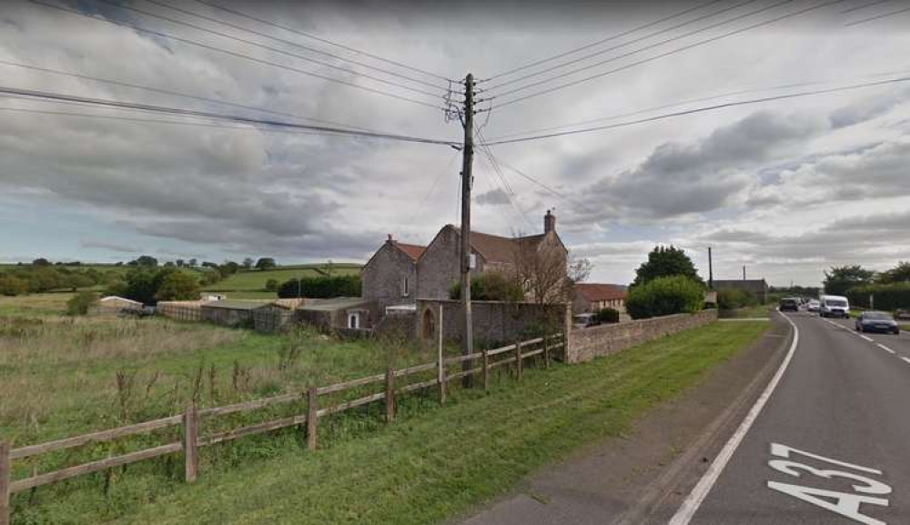 Cannard's Grave Farmhouse, with the land where 25 holiday lodges have been approved on the left (Photo: Google Street View)