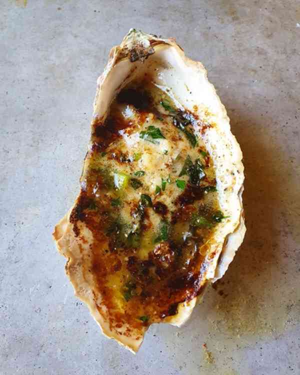 Baked Porthilly oyster with szechuan butter.