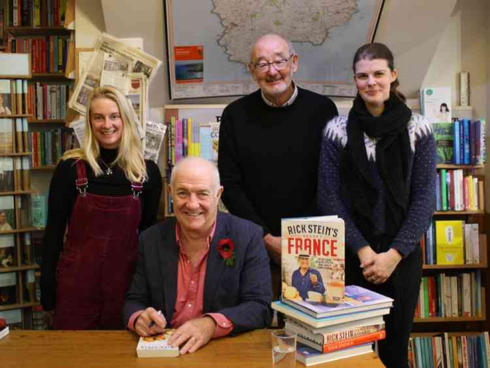 Rick Stein and staff from The Falmouth Bookseller