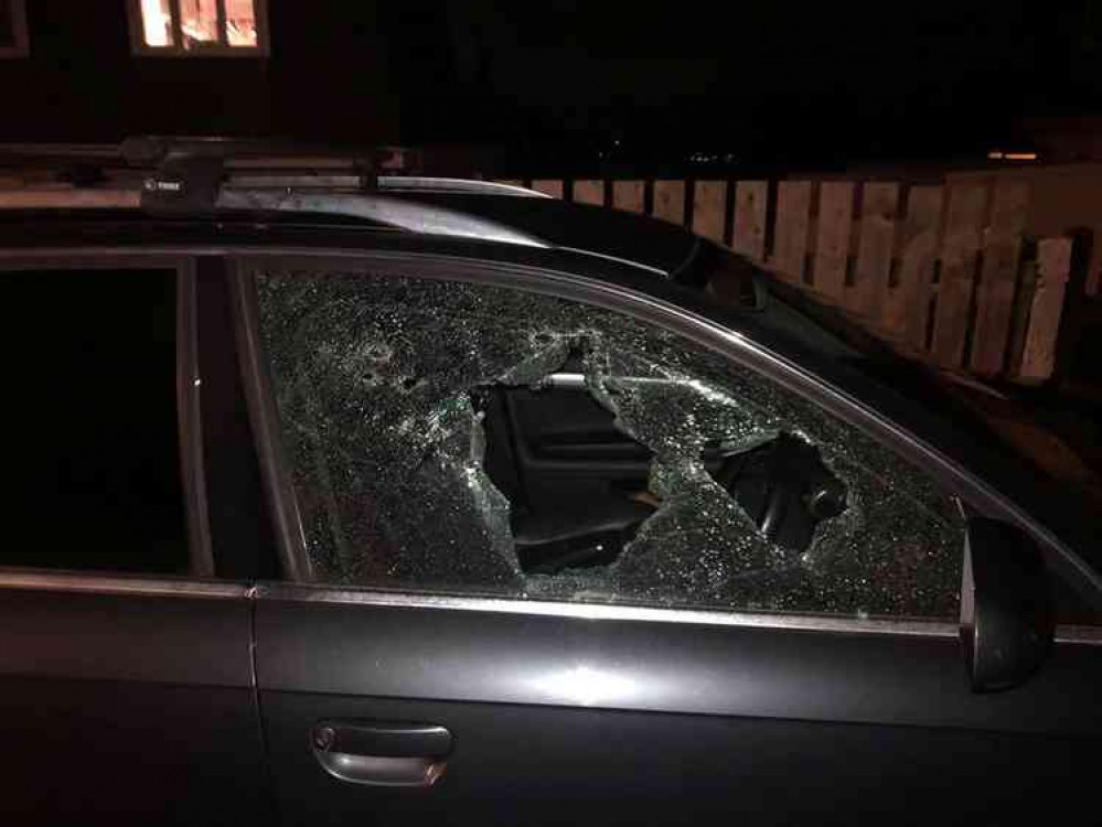 Vandalised car on Pellow Road