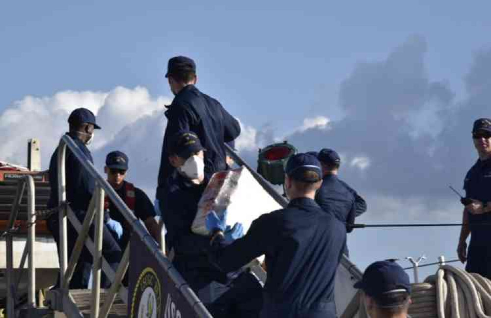 Picture shows the drugs being seized (Royal Navy)