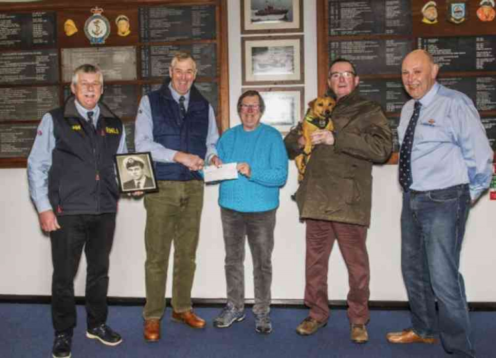 Sue meets with representatives of the Falmouth Station to present them with the cheque (Falmouth Lifeboat)