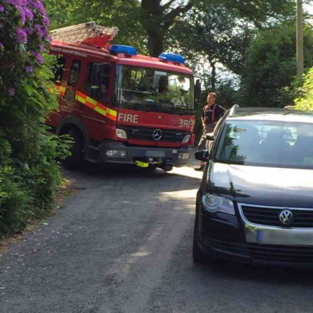 The fire engine blocked in. Credit: Cornwall Wildlife Trust