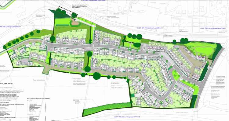 The masterplan of the proposed development of 121 homes on land off College Hill in Penryn