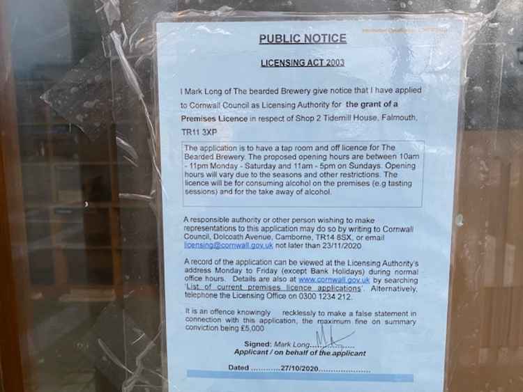 The notice posted on the building.