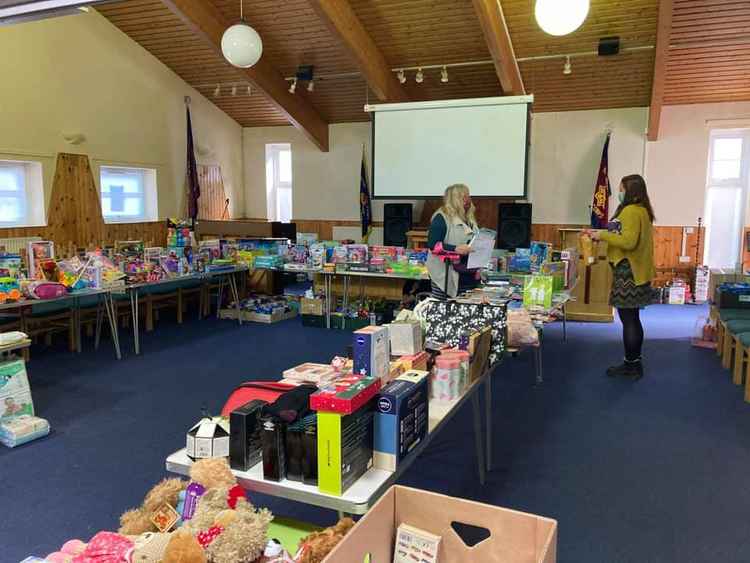 The toys laid out ready for collection.