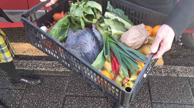 One of the veg boxes ready to be handed out.