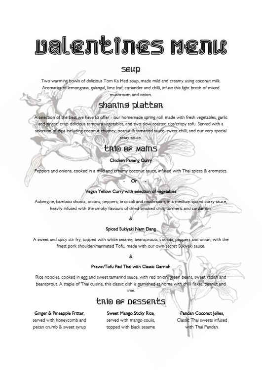 The menu. Credit: Thai Orchid.