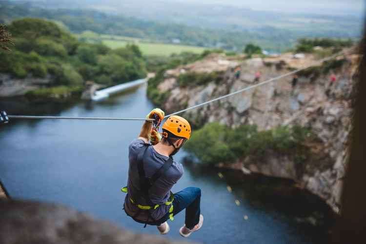 Zip lining man. Credit: Via Ferrata Cornwall