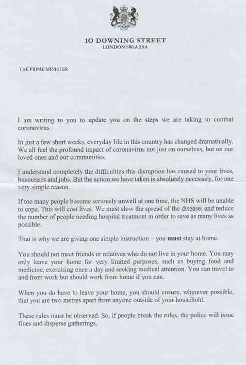 Letter from number 10 Downing Street