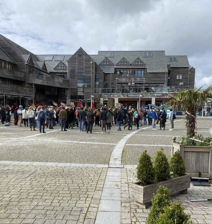 Protesters in Falmouth, photo taken by a passer by.