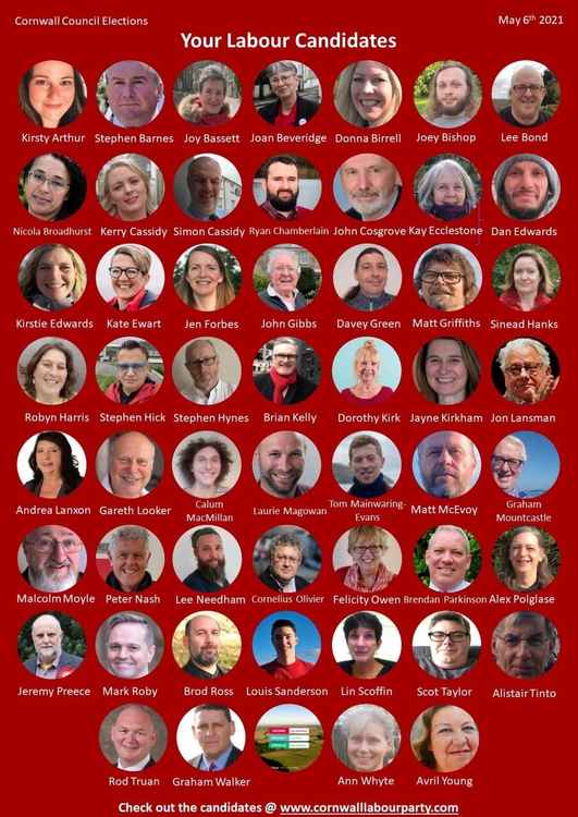 Some of the candidates standing for the Labour Party at the Cornwall Council elections on May 6