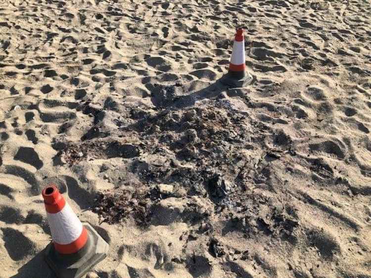 One of the fire pits left at the beach.