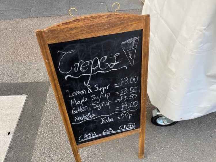 The menu at Eden Crepes.