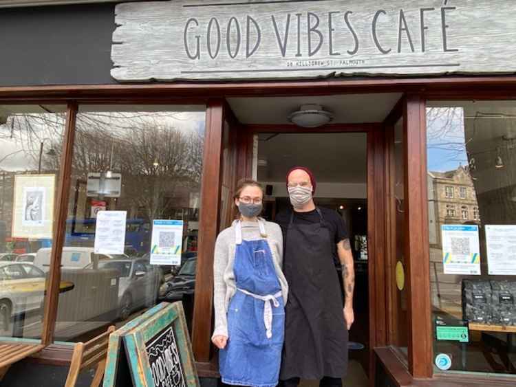 Jade and Dan, owners of Good Vibes, who will be keeping their lights on.