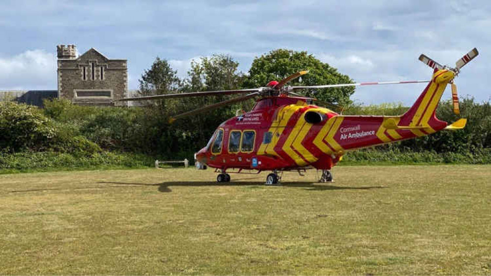 The Air Ambulance landing at Pendennis, taken by the eyewitness.