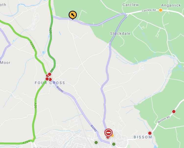 The road closure. The red line is the restrictions.