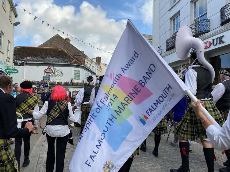 Falmouth Marine Band banner.