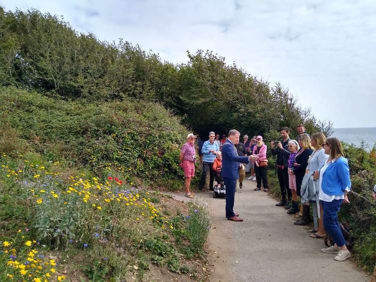 The Mayor unveiling the new coastal path.