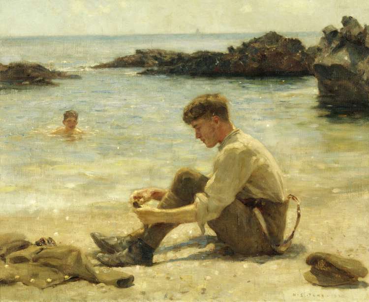 T. E. Lawrence at Newporth Beach, near Falmouth