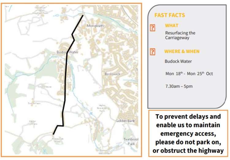 Roadworks get underway in Budock Water next week.