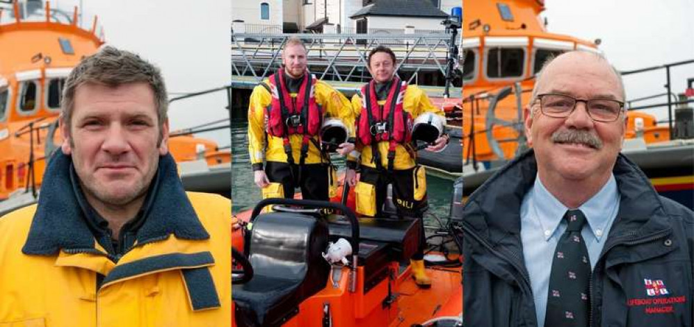 Andy, Alan, Neil and Tom have provided over 67 years of service to the station. Photos shared by Falmouth RNLI.