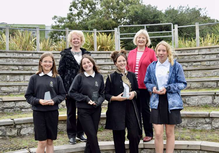 Awards presented to Penryn College students, with members of The Arts Society.