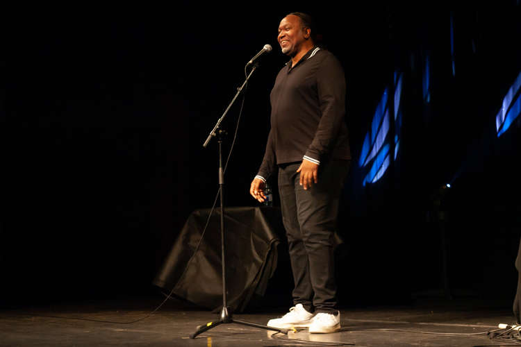 Reginald D Hunter performing in Falmouth. Credit: Facebook.com/TheFourWheeledLegend.