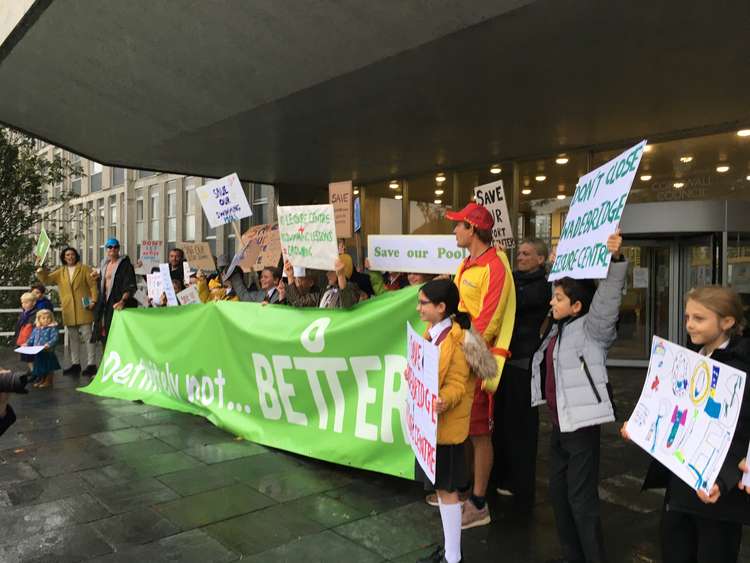 There was a protest outside County Hall this morning opposing the closures. Credit: Richard Whitehouse/LDR.