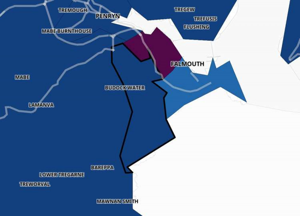 Falmouth covid case map.