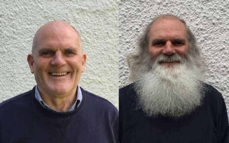 Neil Andrew's beard – before and after.