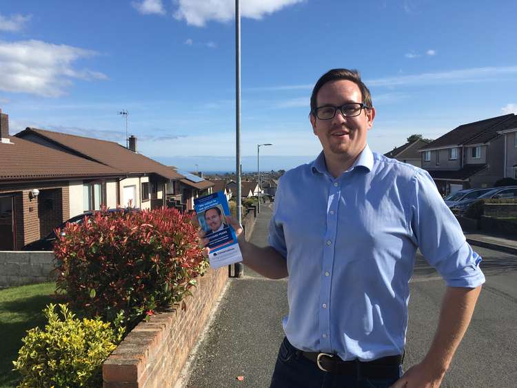 Councillor Richard Pears campaigning in St Austell ahead of the Cornwall Council elections (Image: LDRS/Richard Whitehouse).