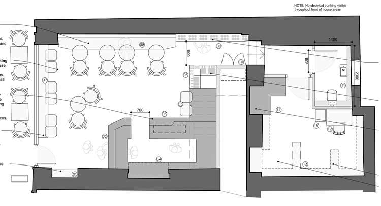 The plans for the wine bar on Killigrew Street.