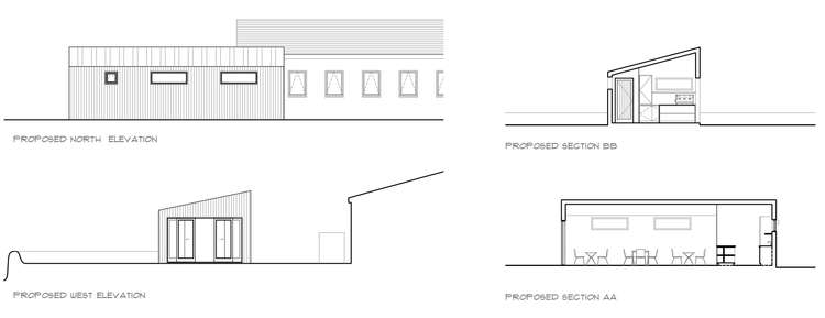 The proposed plans for the cafe, Falmouth Business Park.