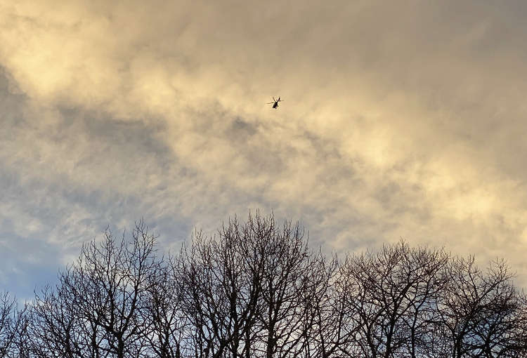 Helicopter above Penryn.