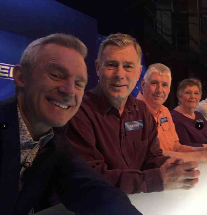 Jeremy Vine takes a selfie with the SOS team